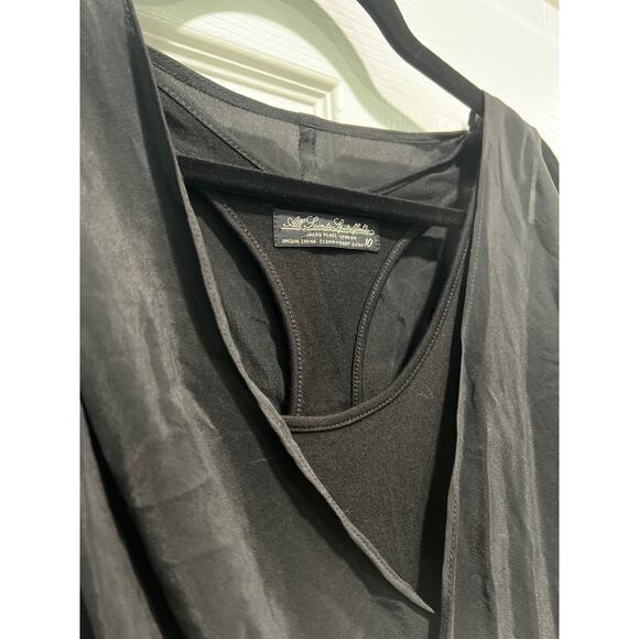 AllSaints Spitalfields Draped Silk Black Dress Size 10 - Picture 2 of 7